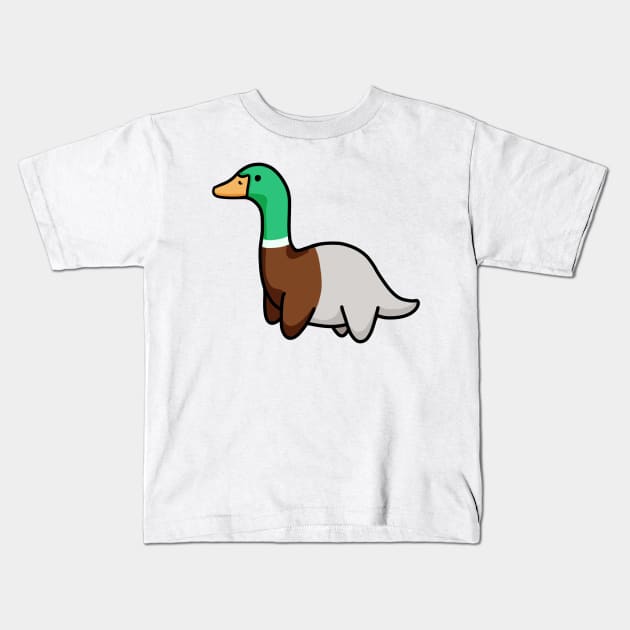 Cute Long Neck Dino Duck, Dinosaurus. Kids T-Shirt by hugadino